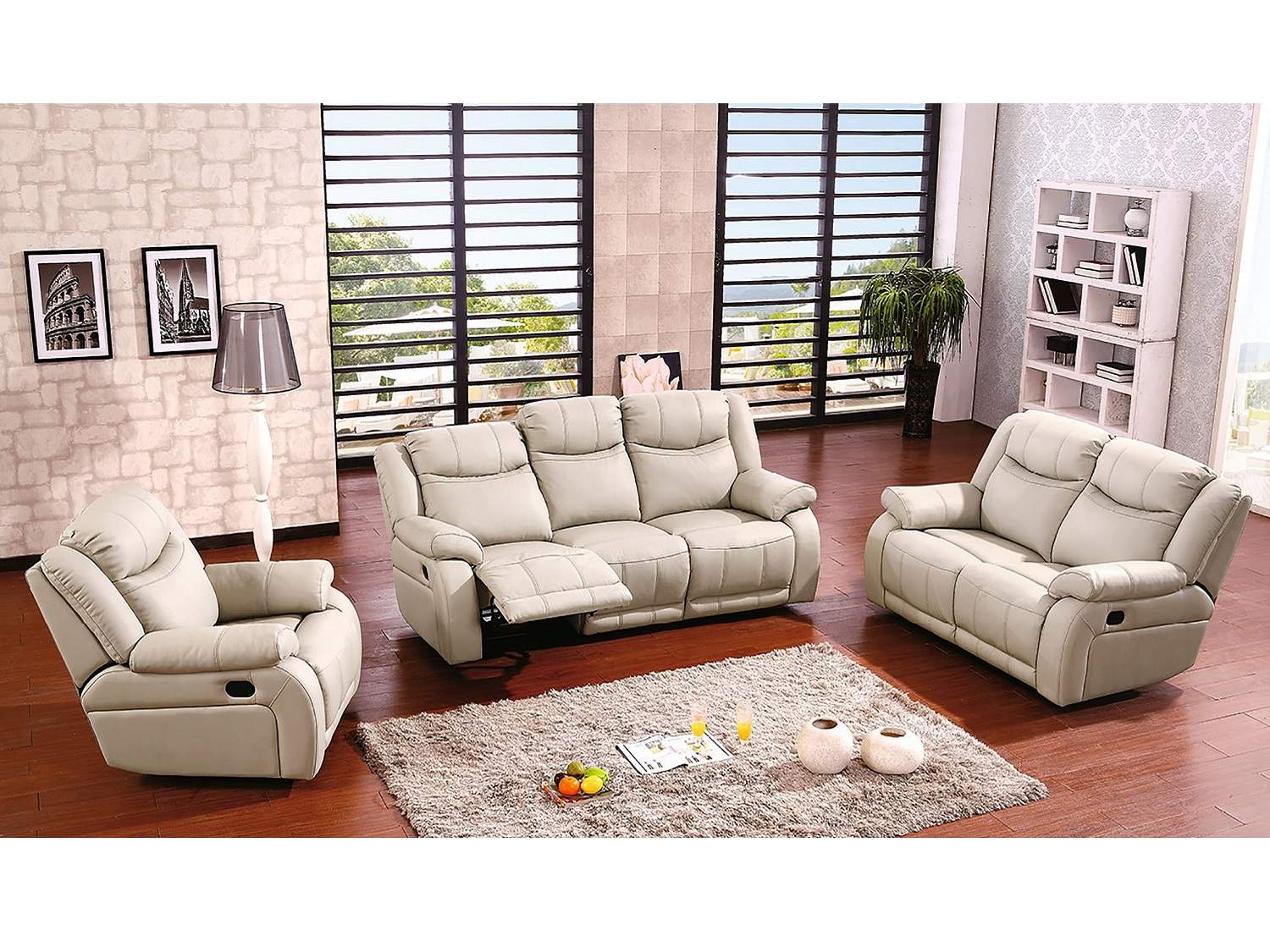 MALONE Leather Reclining Sofa, Love-seat & Arm Chair