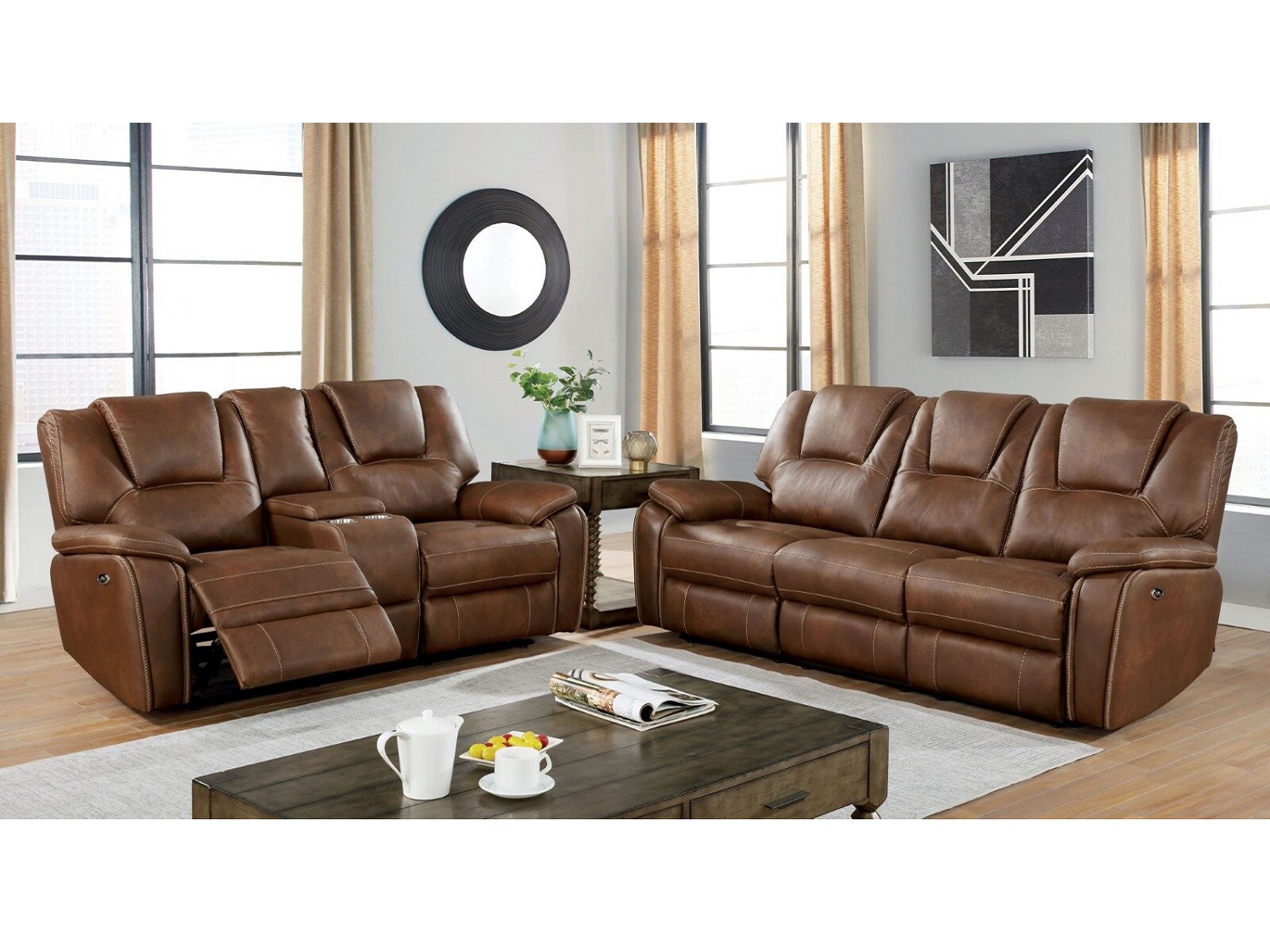 DAYTON Power Reclining Sofa & Loveseat with Console