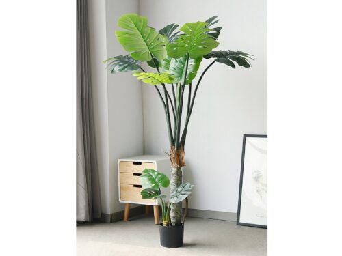 Artificial Grouper Monstera Tree in Pot, 63 in