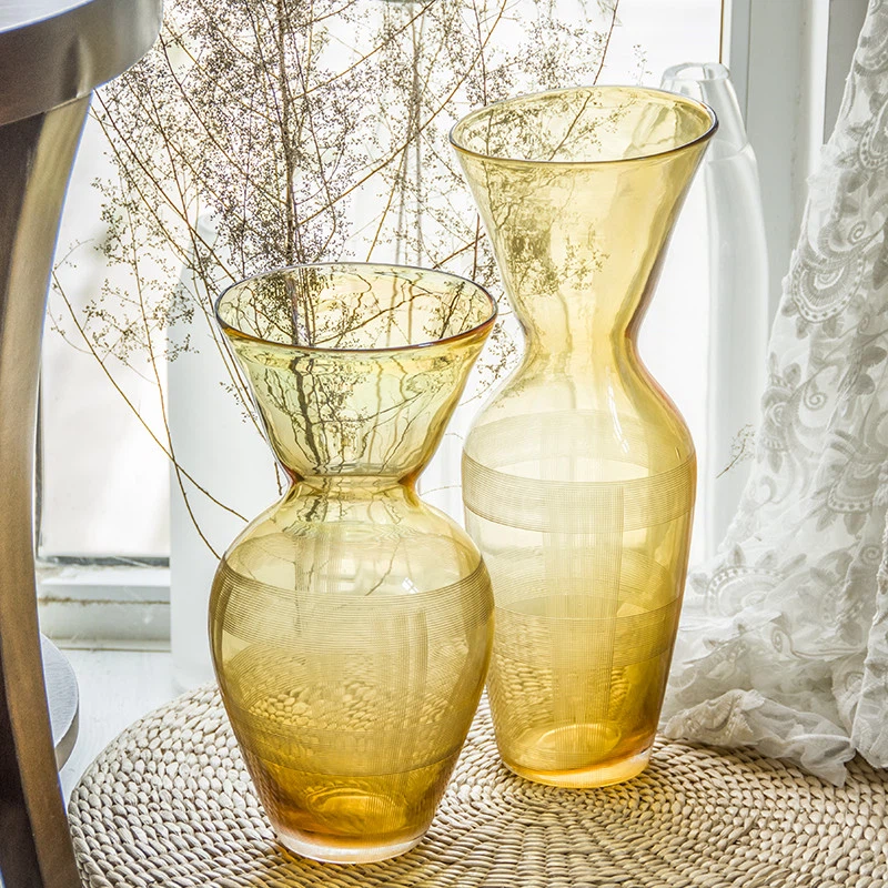 Amber Glass Vase, 13 in. front Amber Glass Vase, 13 in. front