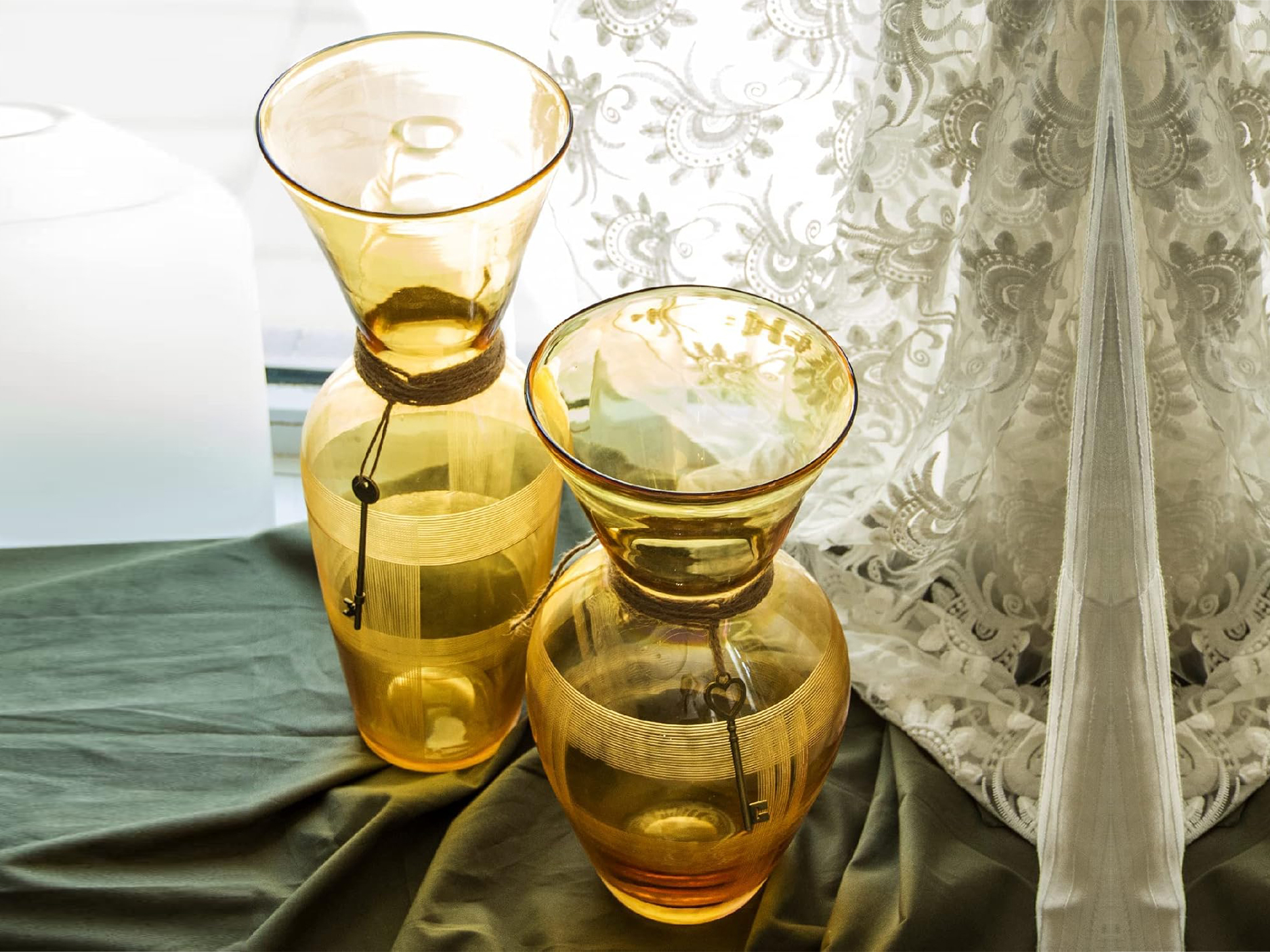 Amber Glass Vase full Lifestyle Amber Glass Vase full Lifestyle