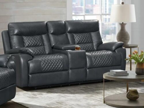 CONWAY Power Reclining Loveseat with Power Motion Head Recliner & Console