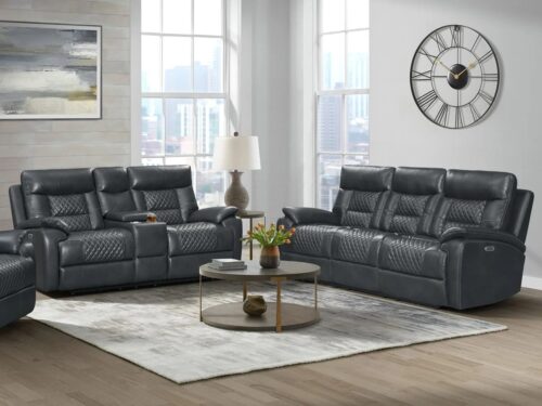 CONWAY Power Reclining Sofa & Loveseat with Power Motion Head Recliner & Console