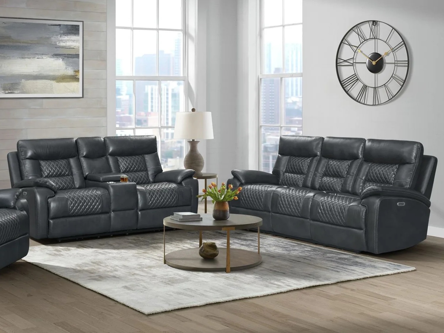 CONWAY Power Reclining Sofa & Loveseat with Power Motion Head Recliner & Console CONWAY Power Reclining Sofa & Loveseat with Power Motion Head Recliner & Console