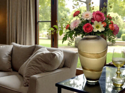 Textured Glass Vase, 13 in.