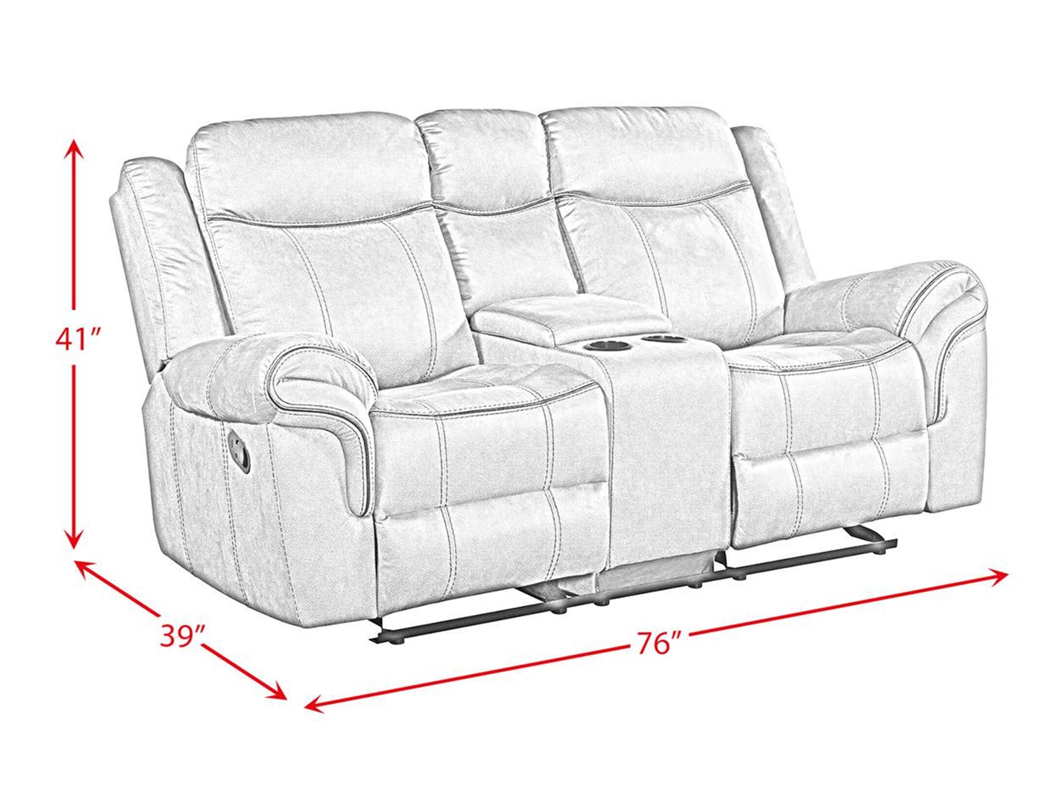 VETEL Reclining Loveseat with Console - Dimensions VETEL Reclining Loveseat with Console - Dimensions