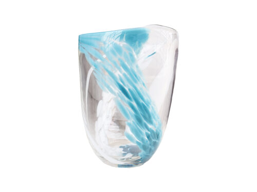 Turquoise Hues Blown Glass Vase, 9 in.