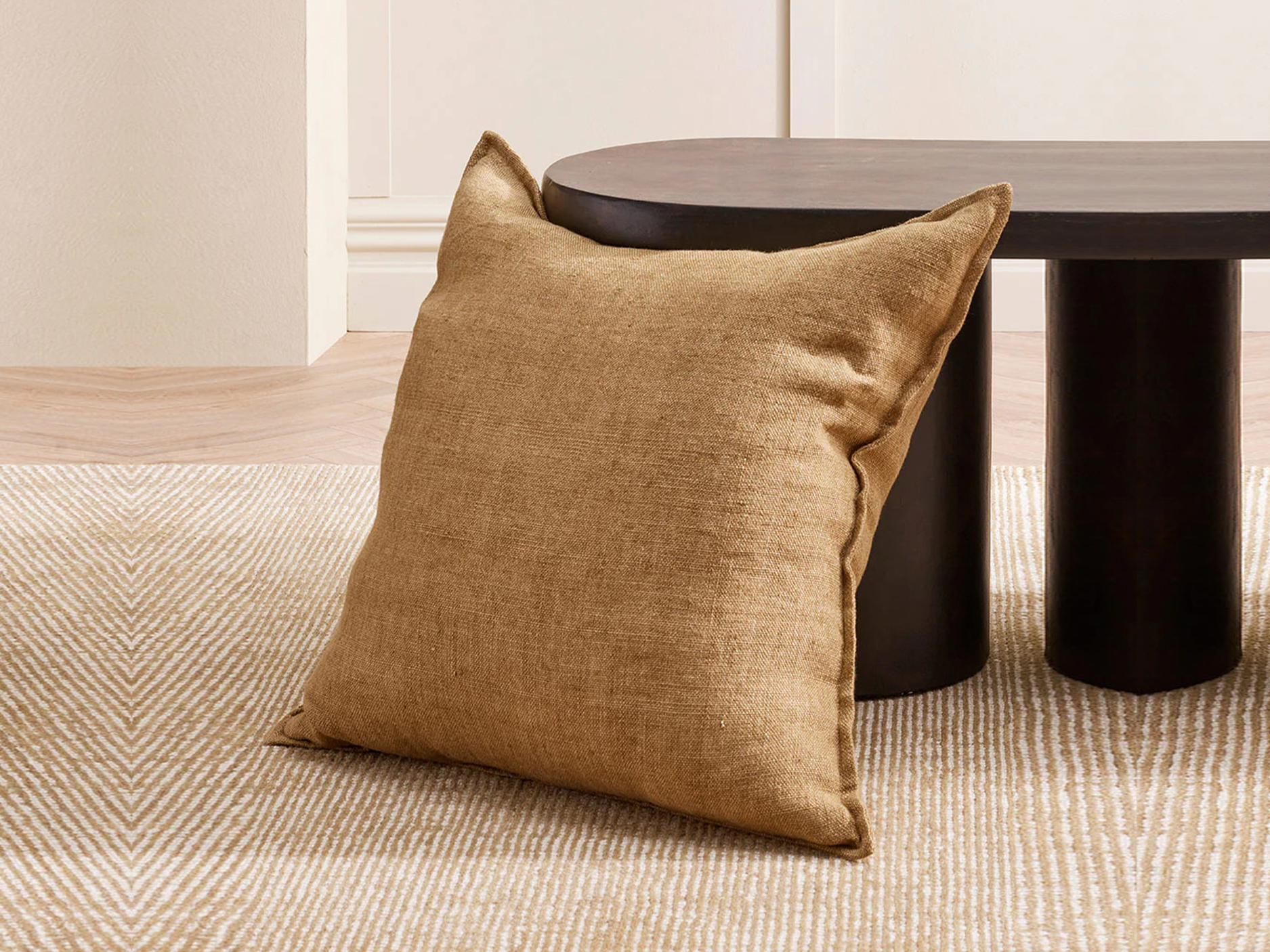 Chenille Brown Cushion Lifestyle Chenille Brown Cushion Lifestyle