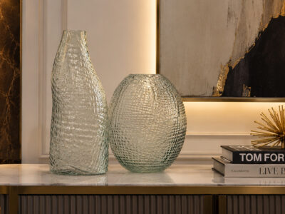 EGAN Textured Frosted Glass 2 Piece Vase Set