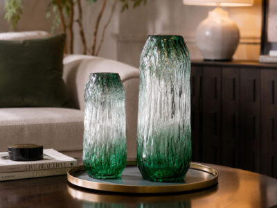 GARDENA Smoked Textured Glass 2 Piece Vase Set