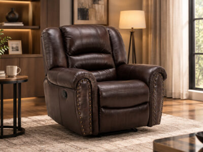 CHAZI Leather Swivel Rocker Recliner Chair