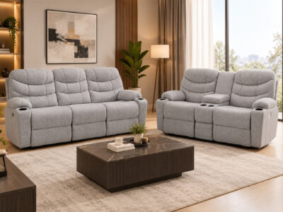 DURAND Reclining Sofa & Loveseat with Console